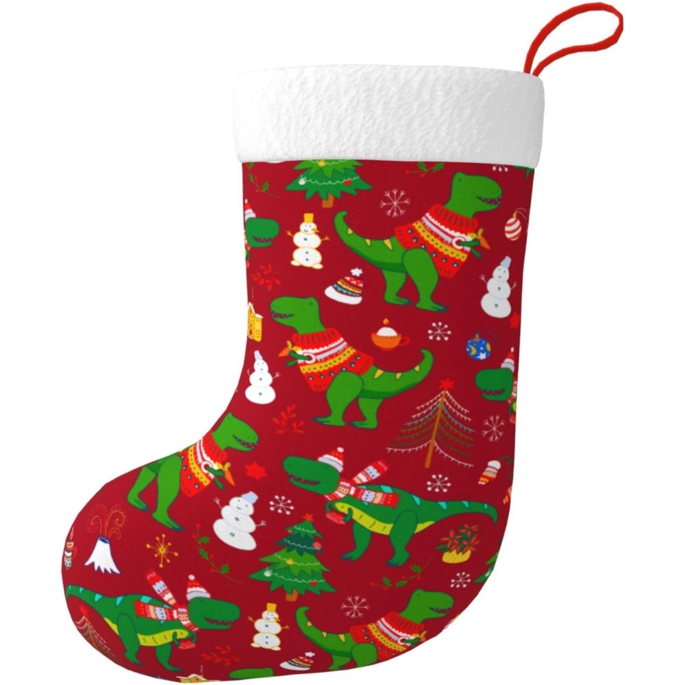 Christmas Stocking Hanging - Simpatico dinosauro di Natale Calze natalizie