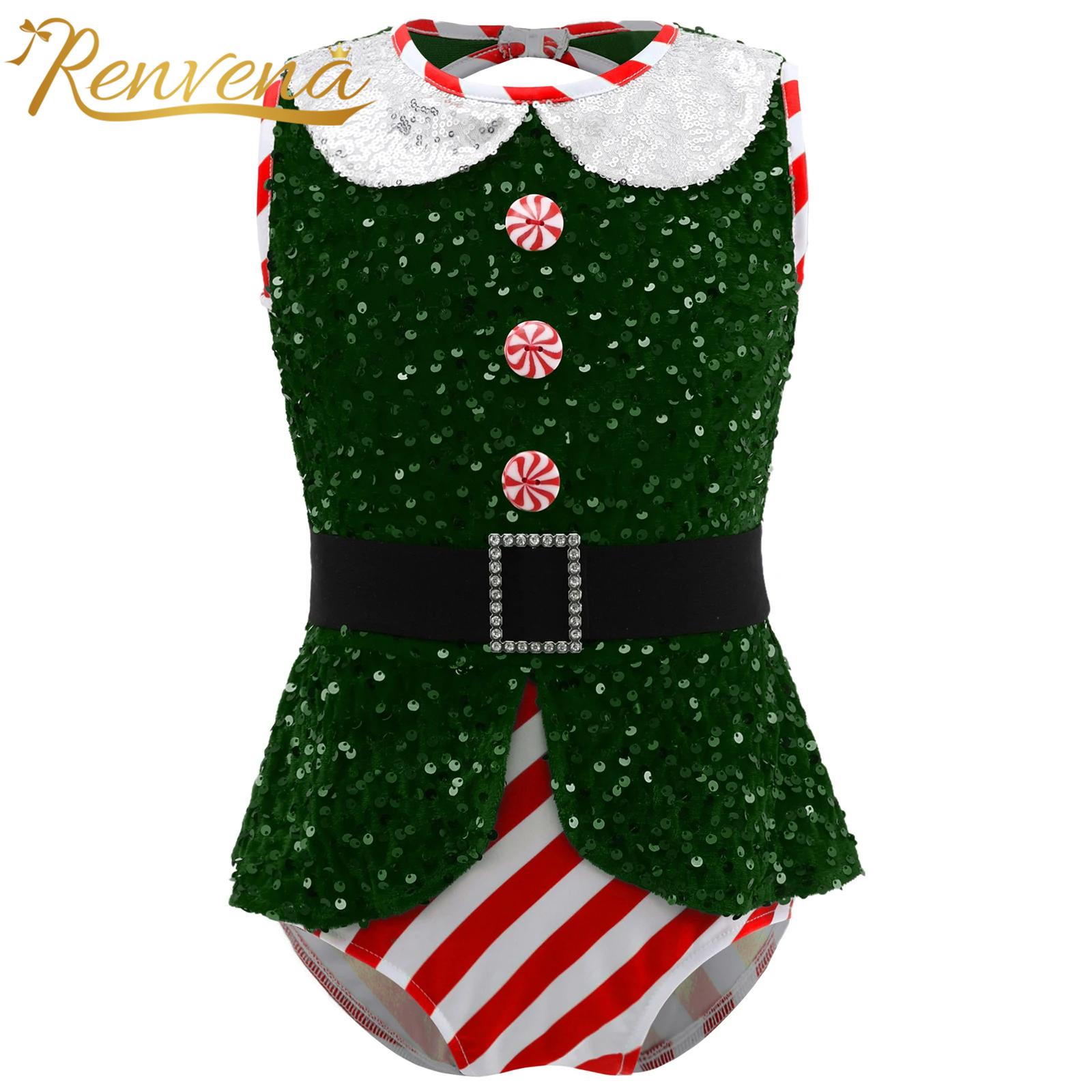Elf Costume Christmas - Tute da ragazza con paillettes scintillanti