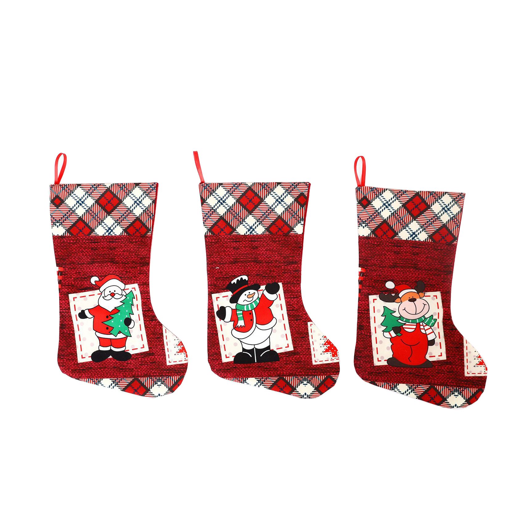 Christmas Stocking Hanging - AA94-Calze natalizie, confezione da 3 calze