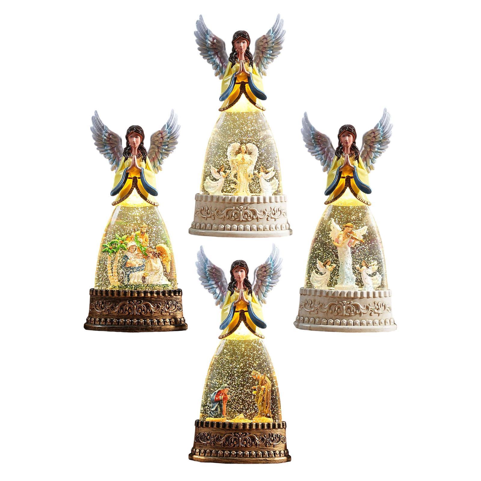 Snow Globe Musical - Figurina di angelo illuminato, globo di