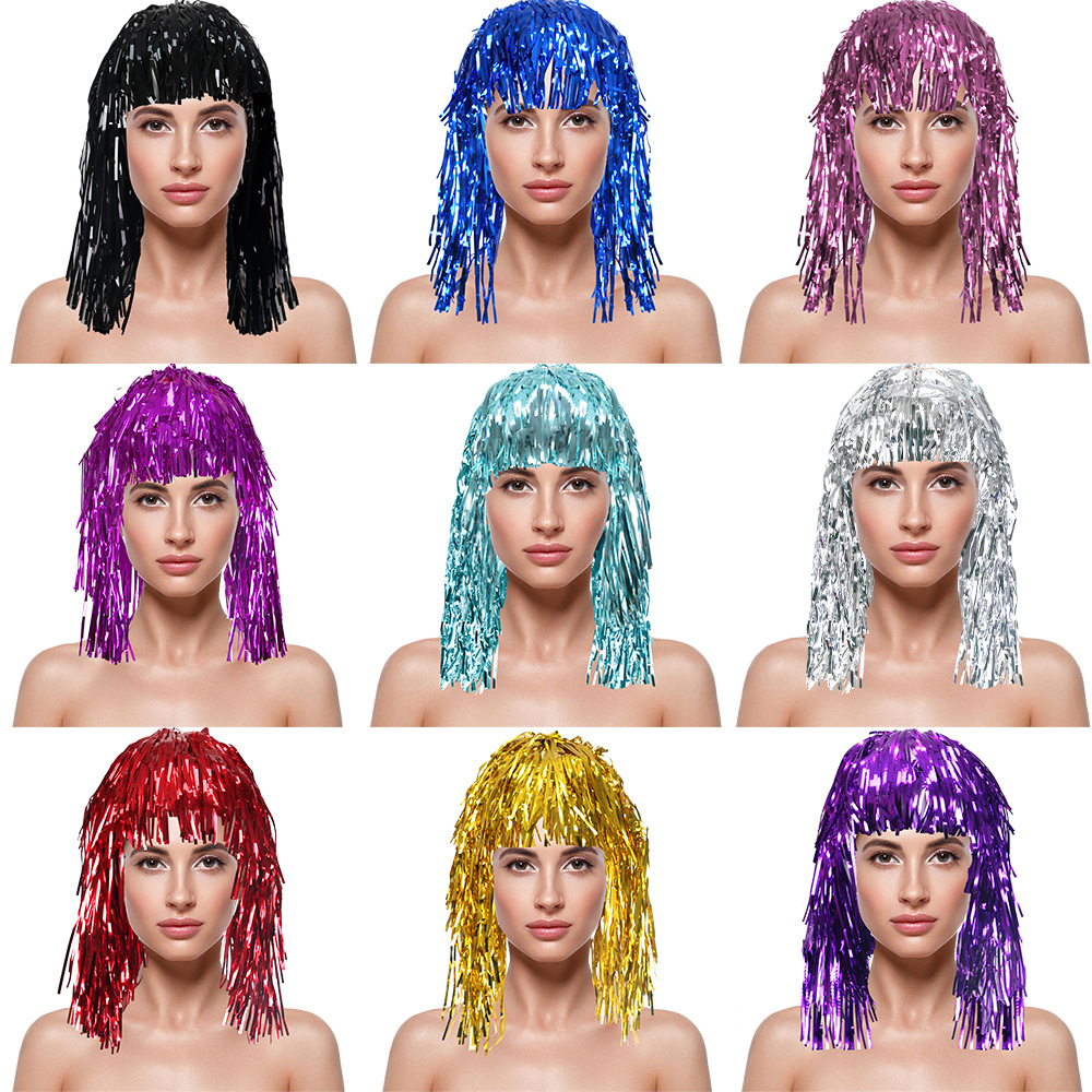 Tinsel Garland Decoration - Parrucca da Discoteca per Cosplay, Parrucca