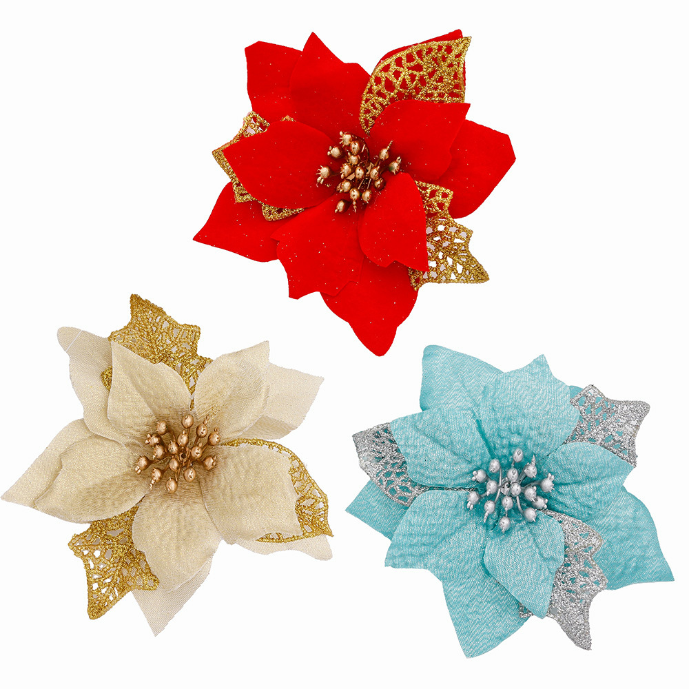 Christmas Wreath Fake - 10 pezzi glitter fiore artificiale fiore