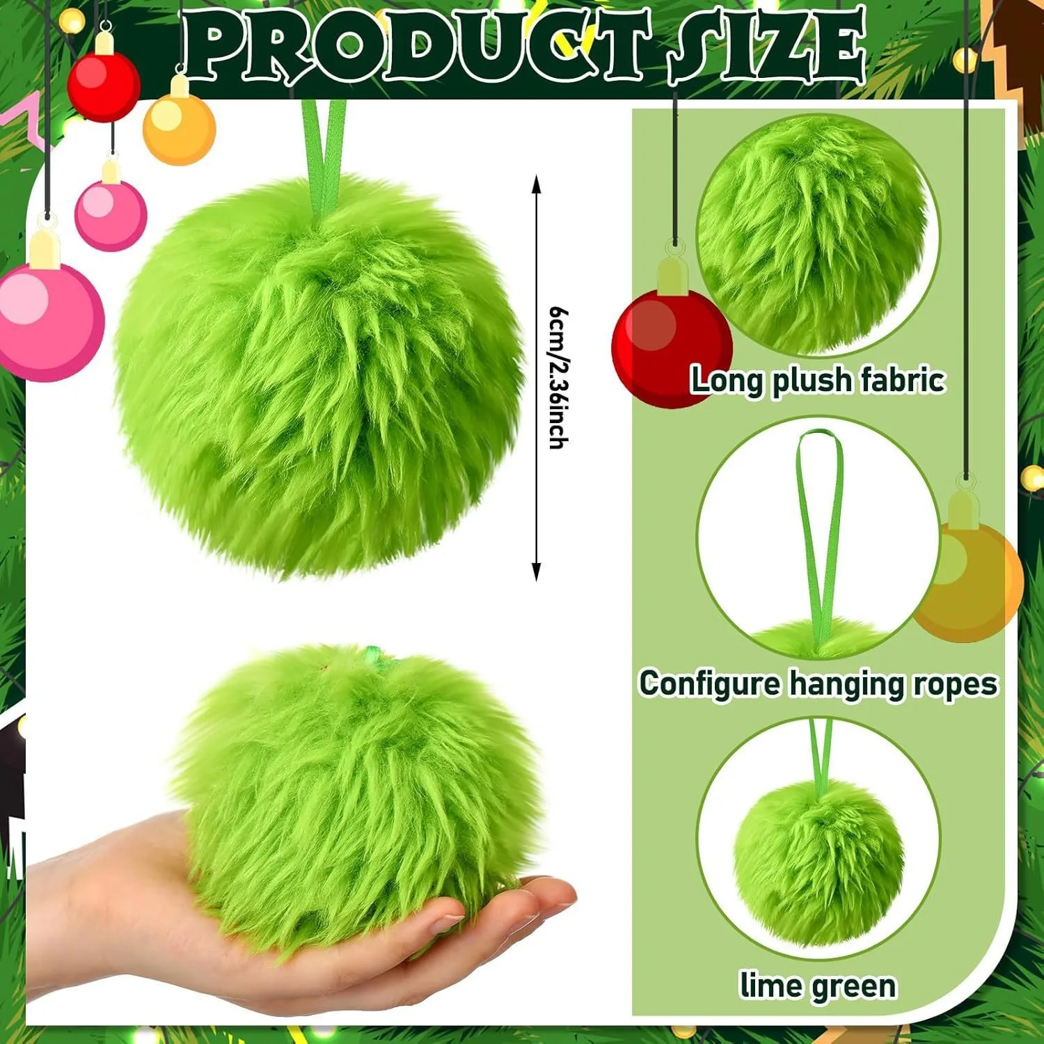 Santa Hat Plush - Natale verde lungo palla di peluche