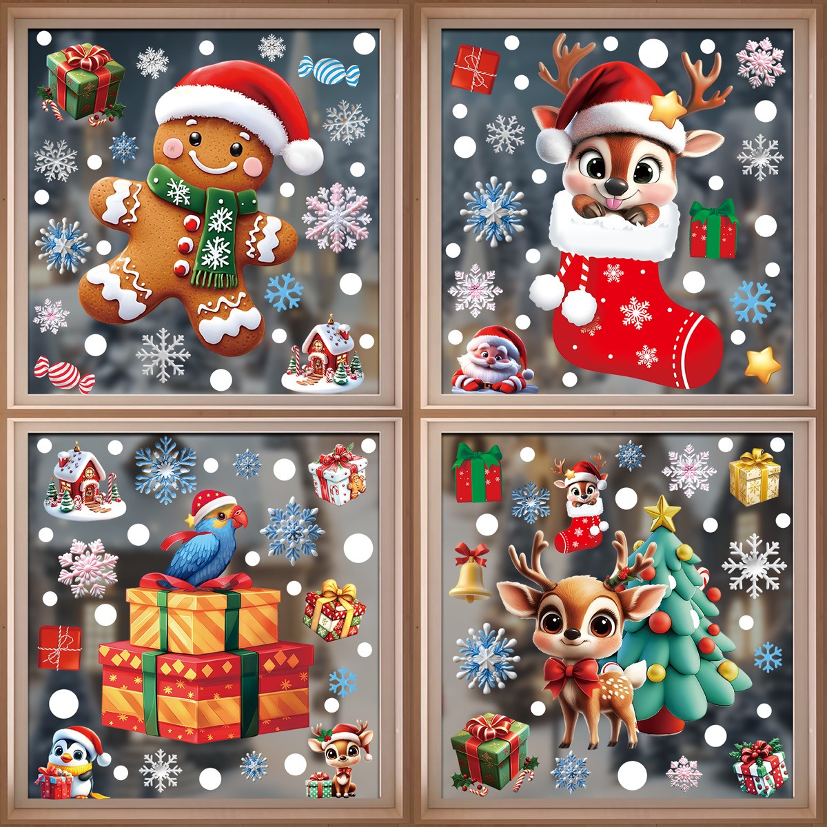 Snowflake Window Decal - Adesivi per finestre di Natale Gingerbread