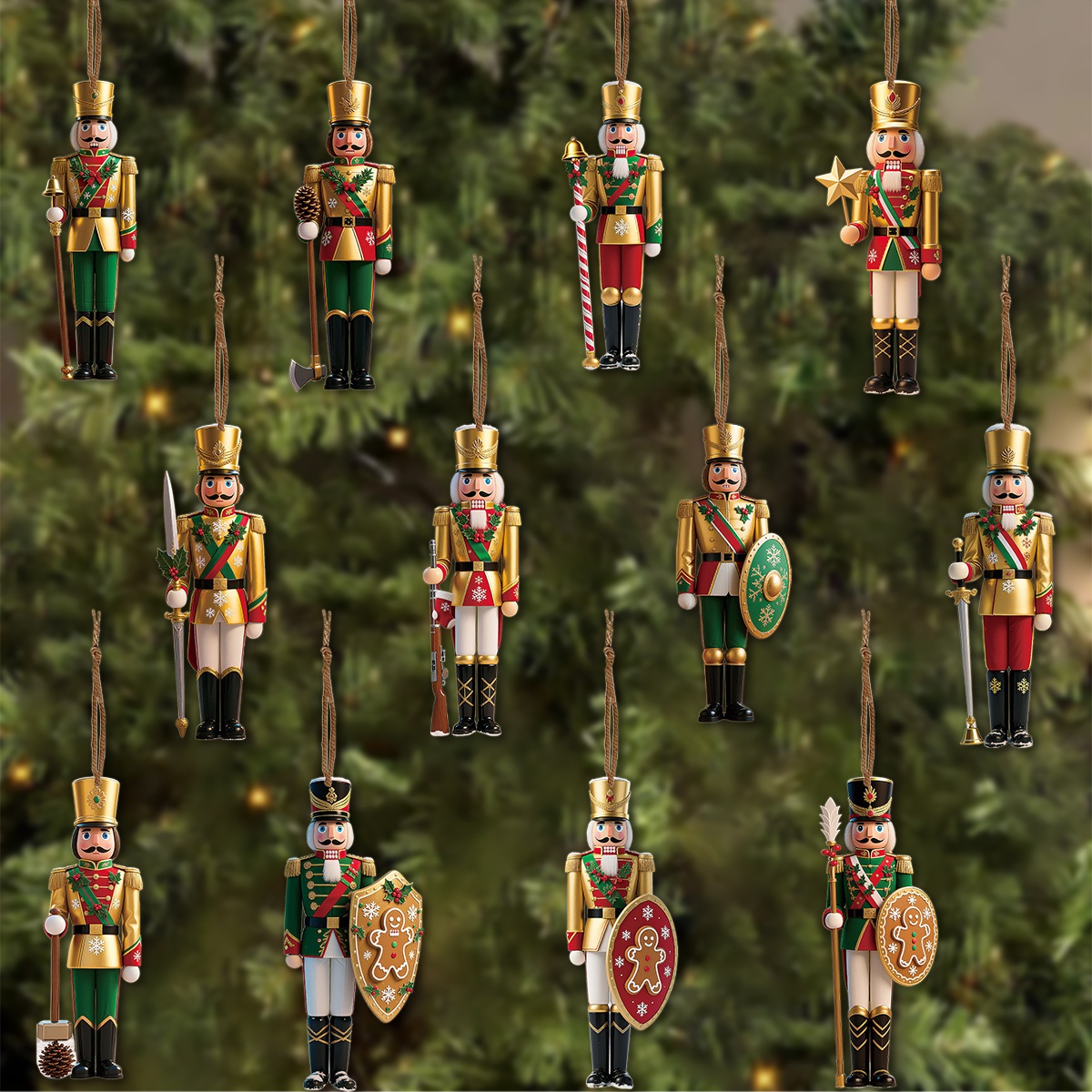 Nutcracker Figurine - 12 pz 2D Piatto In Legno