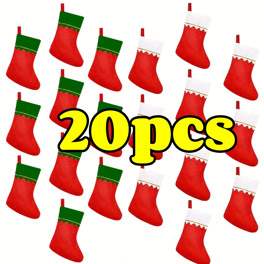 Christmas Stocking Hanging - 12 pezzi di calze natalizie in