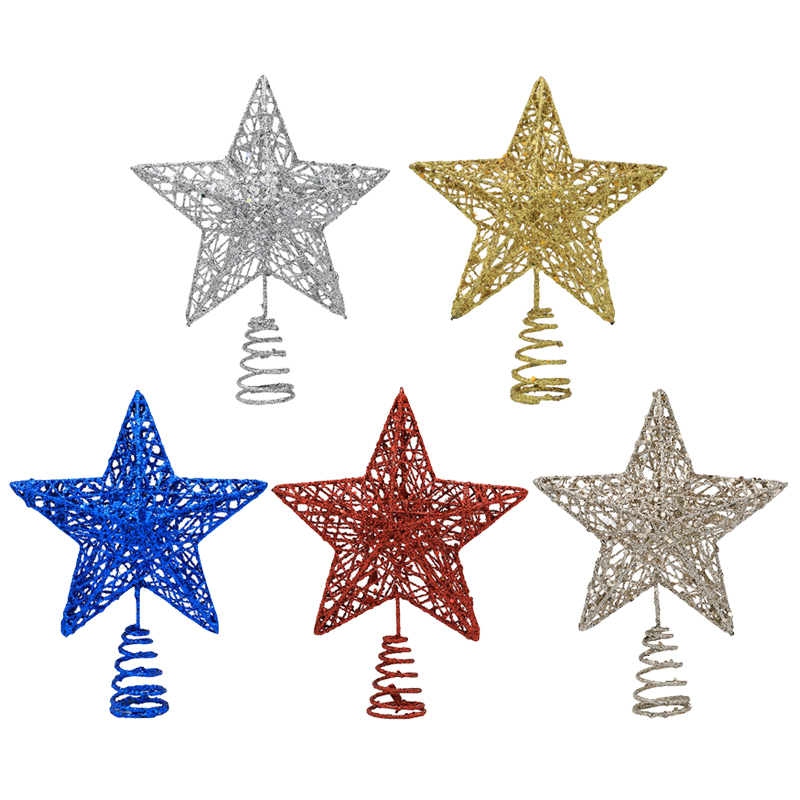 Star Tree Topper - 1pc Oro/Argento/Rosso/Blu Glitter Albero di Natale