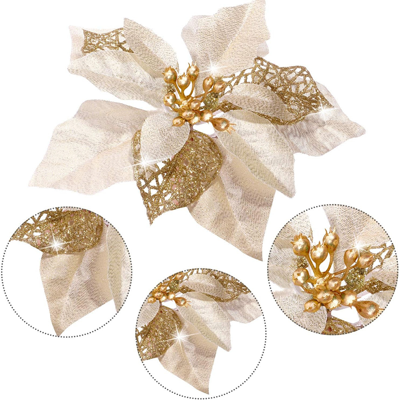 10 pezzi glitter fiore artific - Christmas Wreath Fake recensione e prezzo