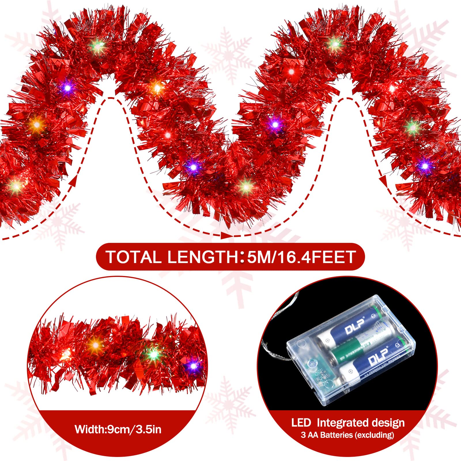 1/3 pezzi 5 m decorazioni nata - Tinsel Garland Decoration recensione e prezzo